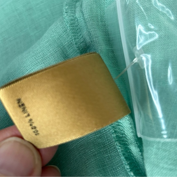 Investments Petites‎ Gold Label Green Linen Blouse 4 Petite - Picture 7 of 10